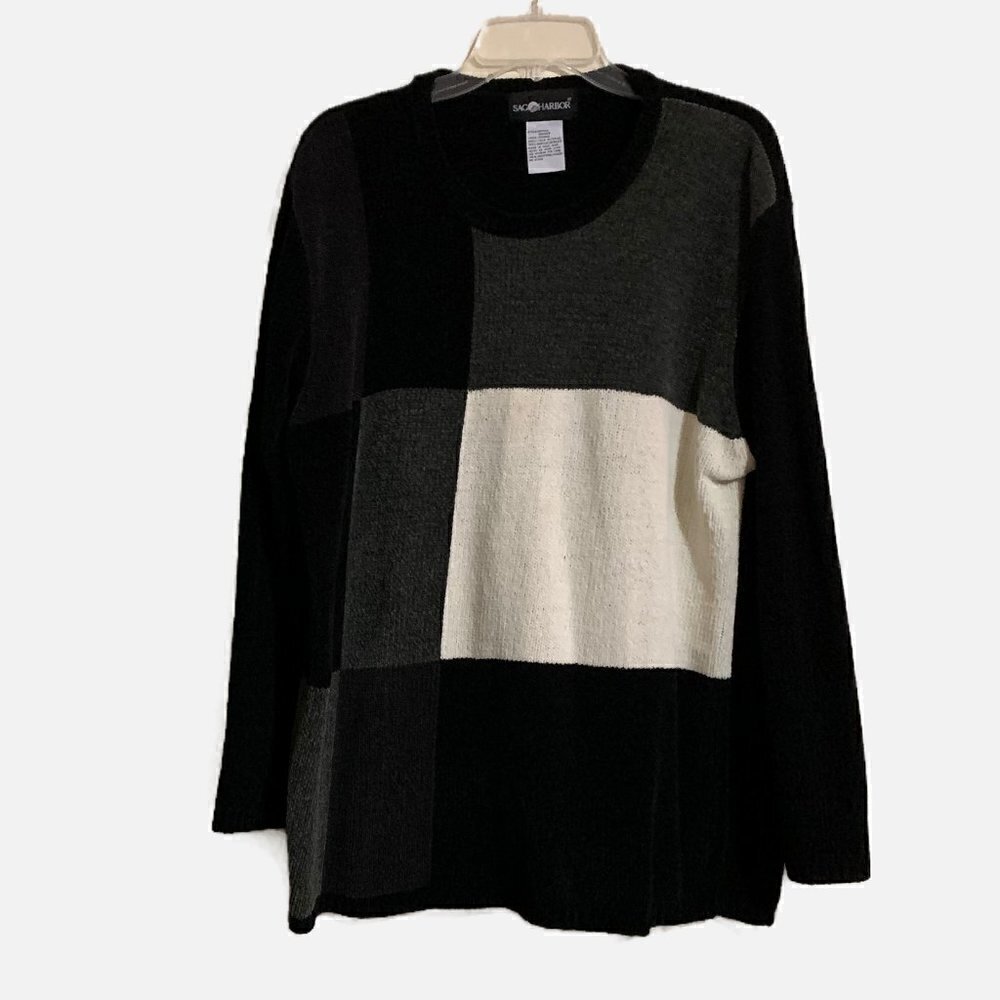Sag Harbor Soft, Cozy, Oversized Chunky Black Pullover Sweater. Size Large